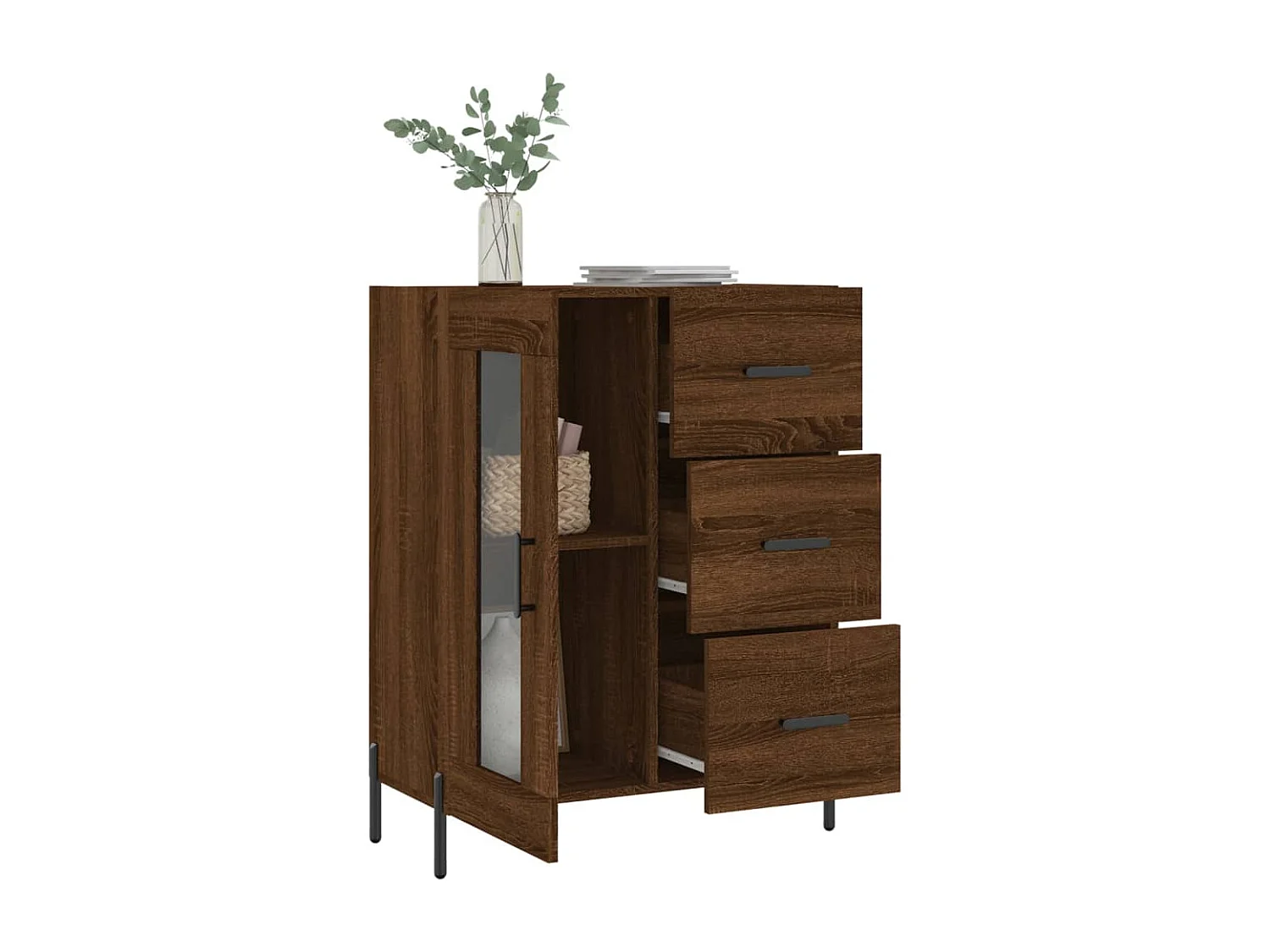 Buffet chêne marron 69,5x34x90 cm bois d'ingénierie