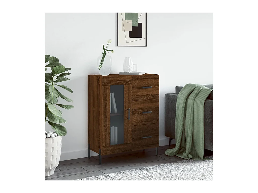 Credenza Rovere Marrone 69,5x34x90 cm in Legno Multistrato