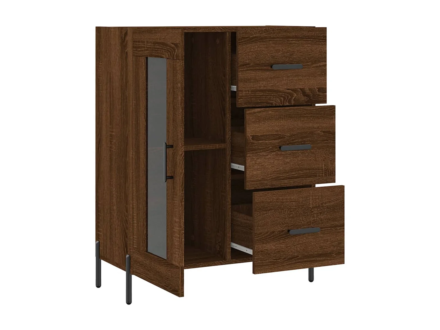 Buffet chêne marron 69,5x34x90 cm bois d'ingénierie