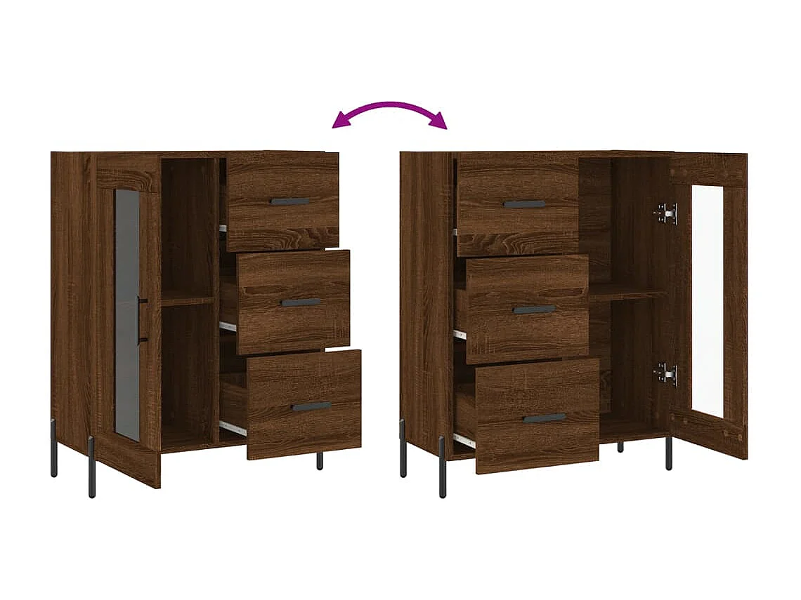 Buffet chêne marron 69,5x34x90 cm bois d'ingénierie