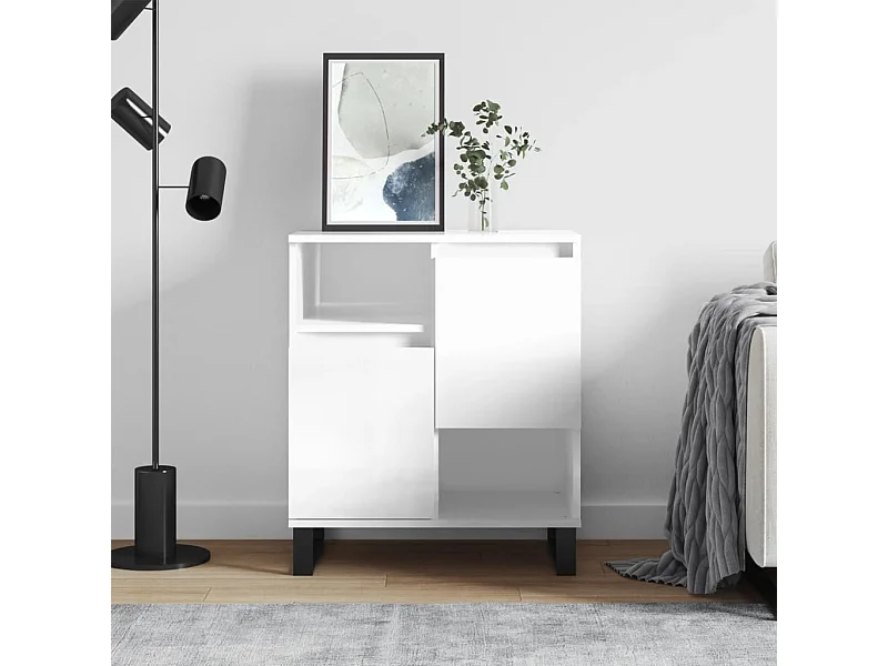 Buffet Blanc brillant 60x35x70 cm Bois d'ingénierie