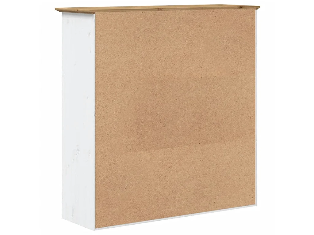 Armoire avec portes vitrées BODO blanc marron bois pin massif