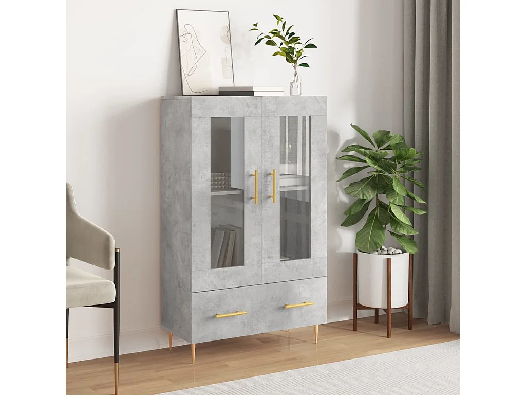 Highboard Betongrau 69,5x31x115 cm Holzwerkstoff