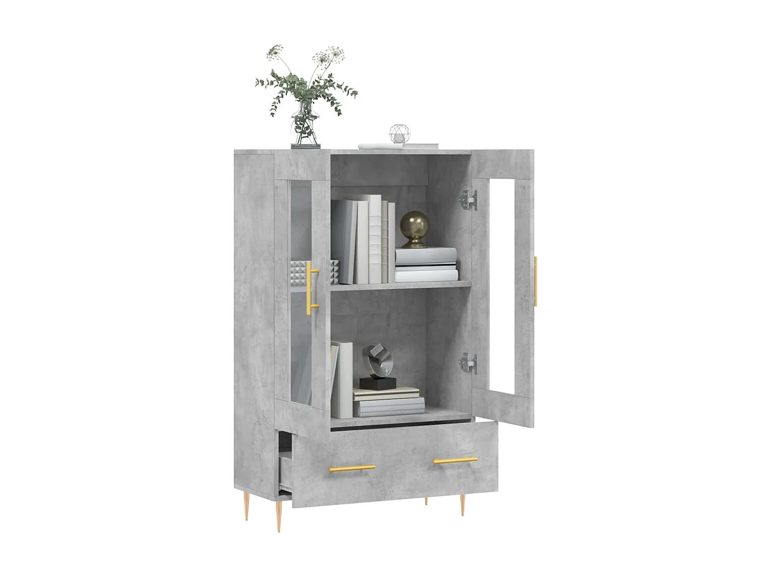 Highboard Betongrau 69,5x31x115 cm Holzwerkstoff