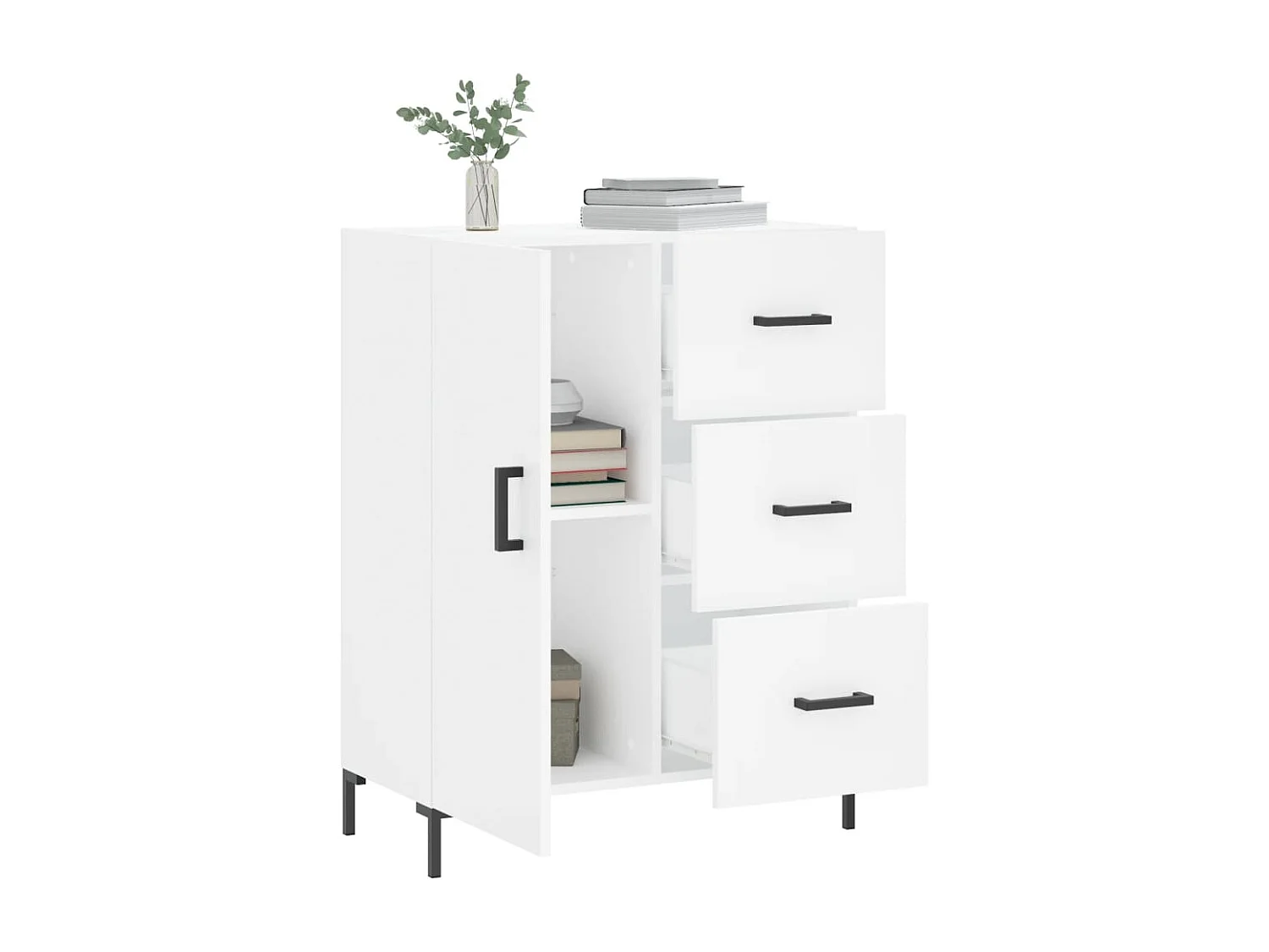 Buffet blanc 69,5x34x90 cm bois d'ingénierie