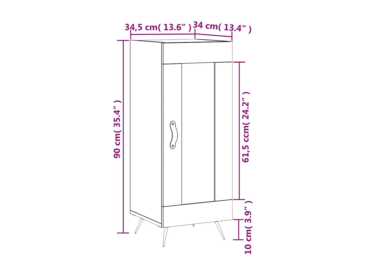 Buffet Gris béton 34,5x34x90 cm Bois d'ingénierie