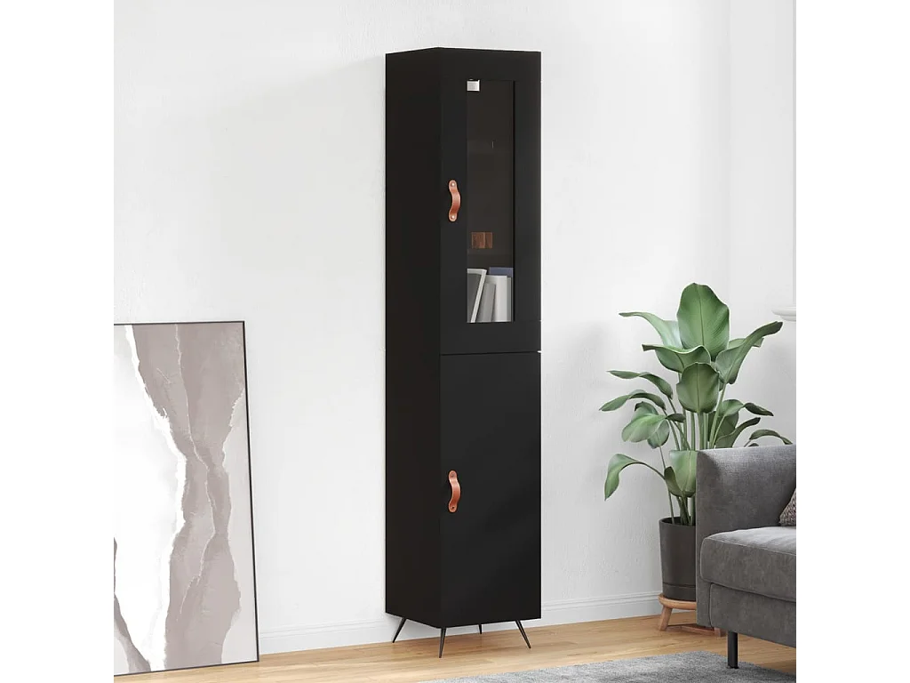 Buffet haut Noir 34,5x34x180 cm Bois d'ingénierie