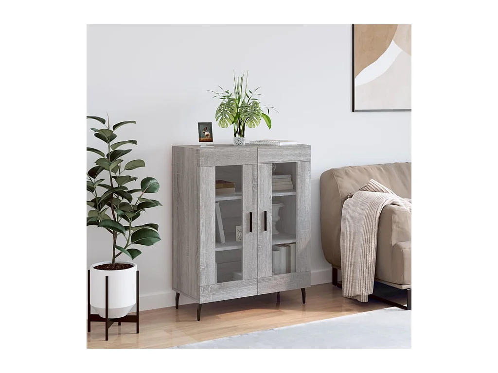 Credenza Grigio Sonoma 69,5x34x90 cm in Legno Multistrato