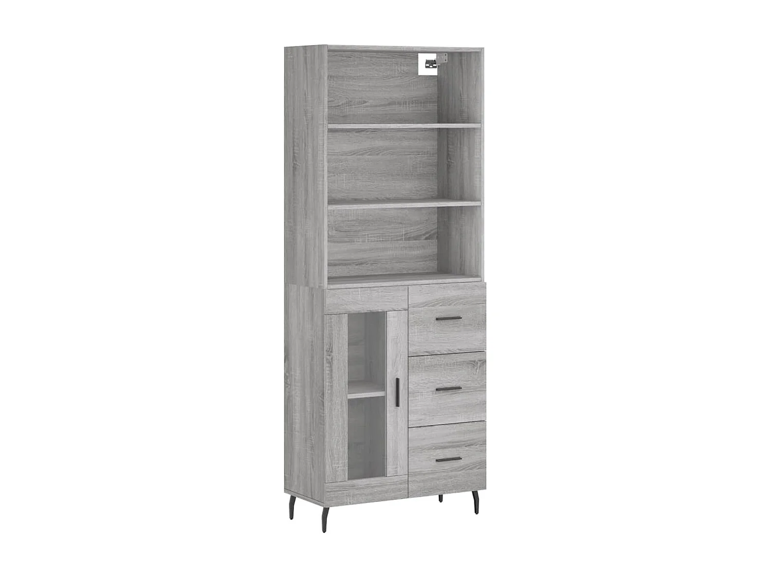 Credenza Grigio Sonoma 69,5x34x180 cm in Legno Multistrato