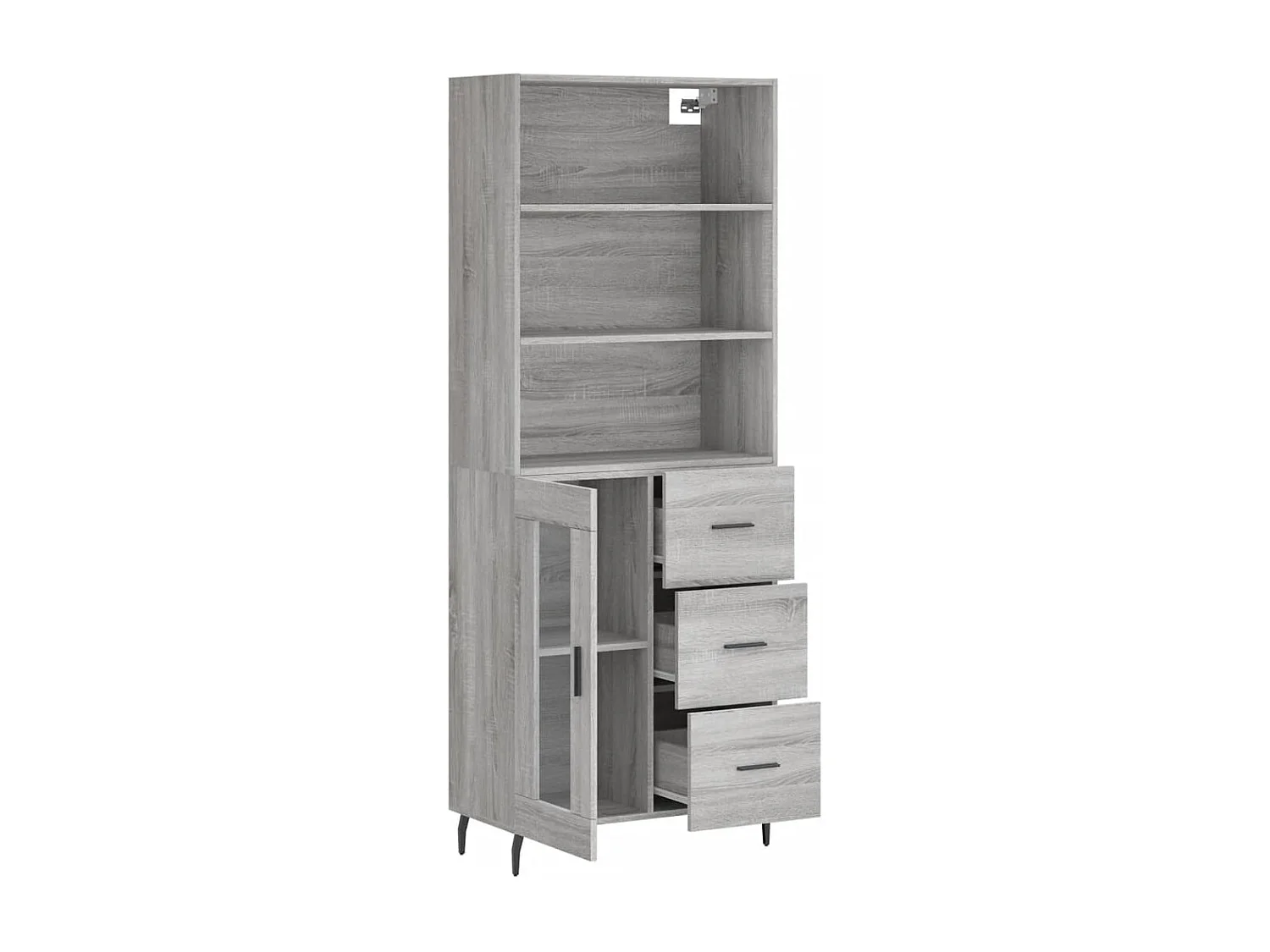 Credenza Grigio Sonoma 69,5x34x180 cm in Legno Multistrato