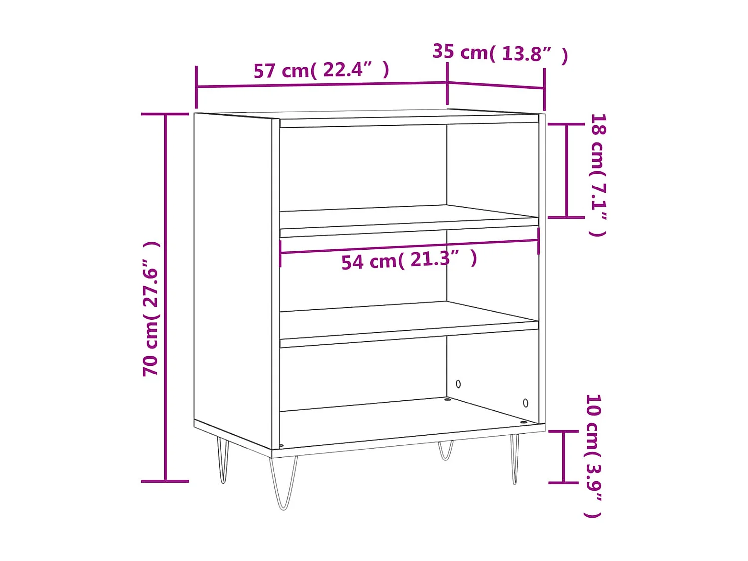 Buffet blanc brillant 57x35x70 cm bois d'ingénierie