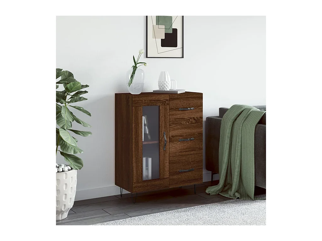Buffet chêne marron 69,5x34x90 cm bois d'ingénierie