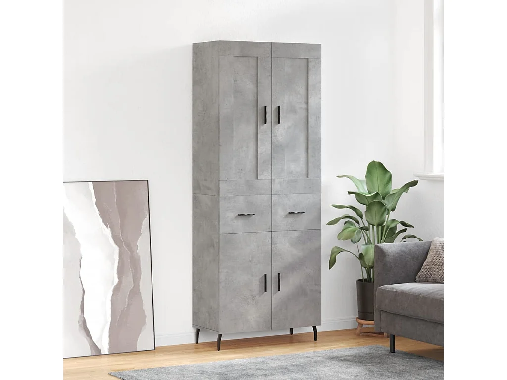 Highboard Betongrau 69,5x34x180 cm Holzwerkstoff