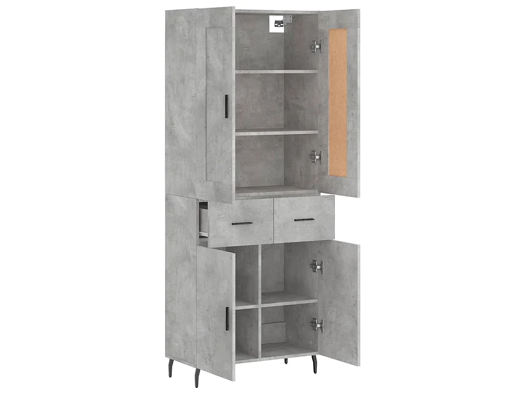 Highboard Betongrau 69,5x34x180 cm Holzwerkstoff