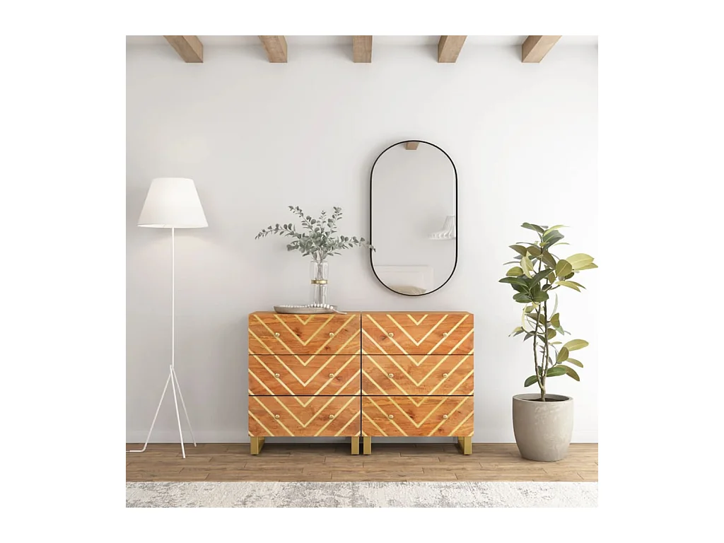 Armoires latérales 2 pcs marron et noir 60x33,5x75 cm