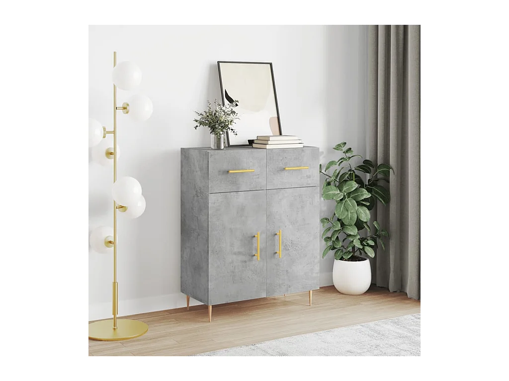 Buffet gris béton 69,5x34x90 cm bois d'ingénierie
