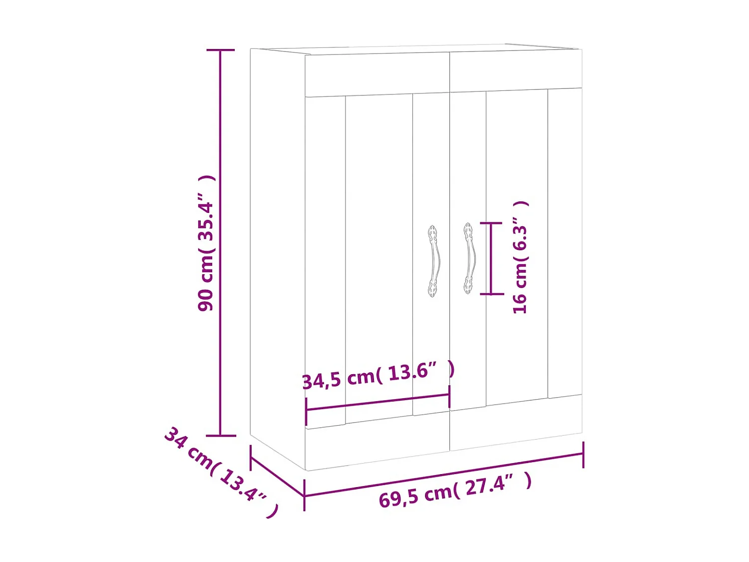 Armoire murale chêne sonoma 69,5x34x90 cm