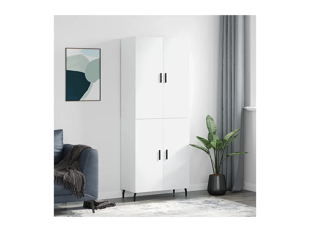 Buffet haut Blanc 69,5x34x180 cm Bois d'ingénierie