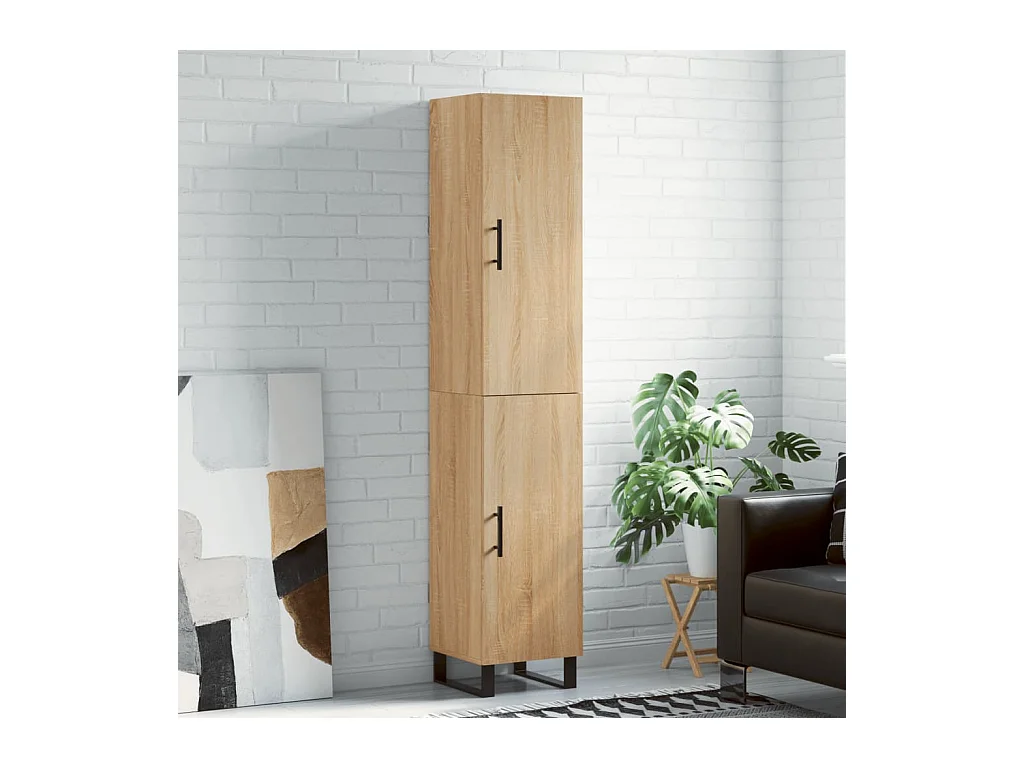 Hoge kast 34,5x34x180 cm bewerkt hout sonoma eikenkleurig