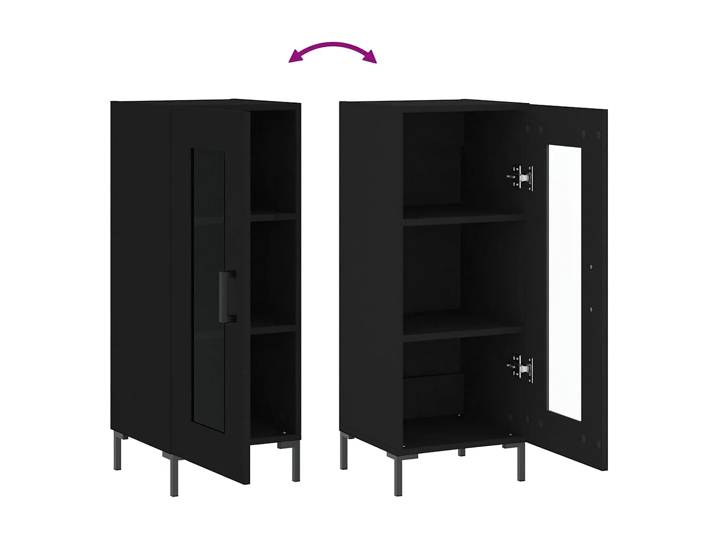 Credenza Nero 34,5x34x90 cm in Legno Multistrato