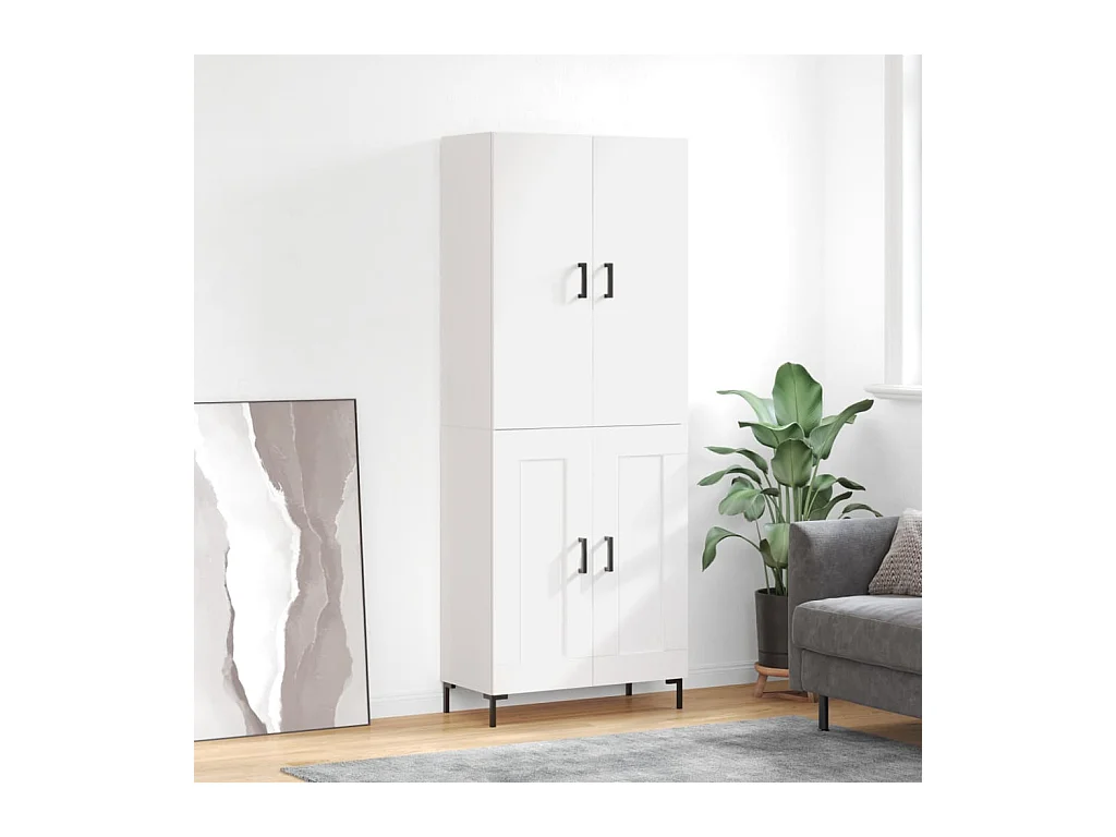 Credenza Bianca 69,5x34x180 cm in Legno Multistrato