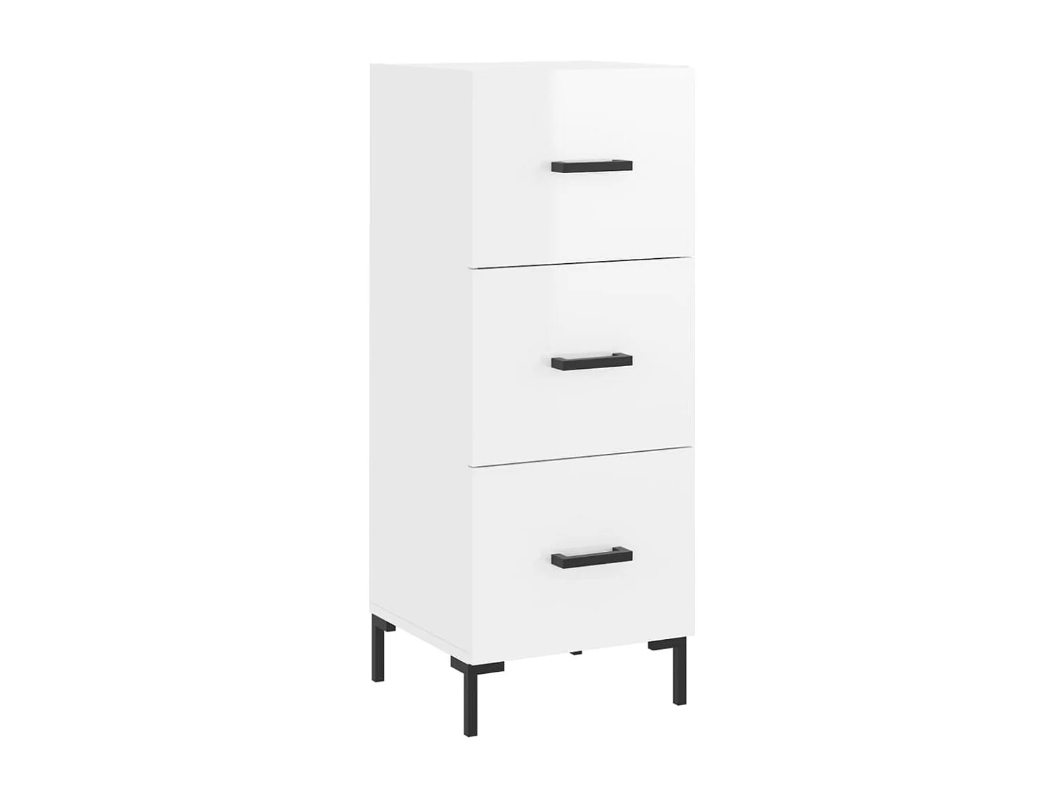 Buffet Blanc brillant 34,5x34x90 cm Bois d'ingénierie