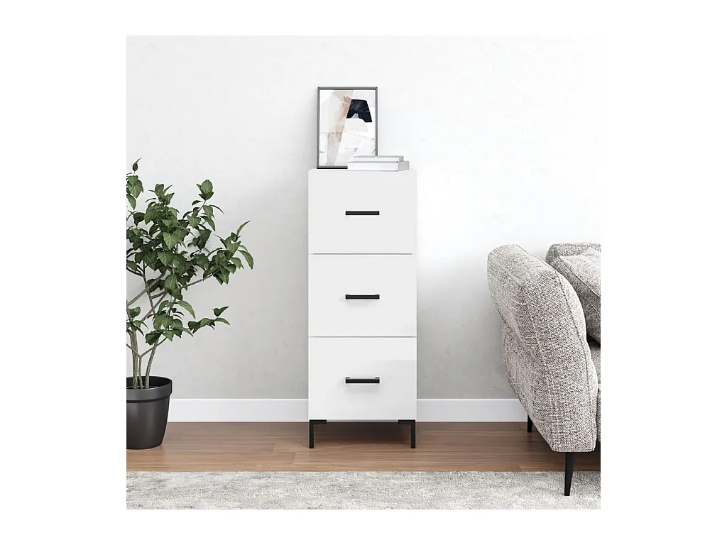 Dressoir 34,5x34x90 cm bewerkt hout hoogglans wit