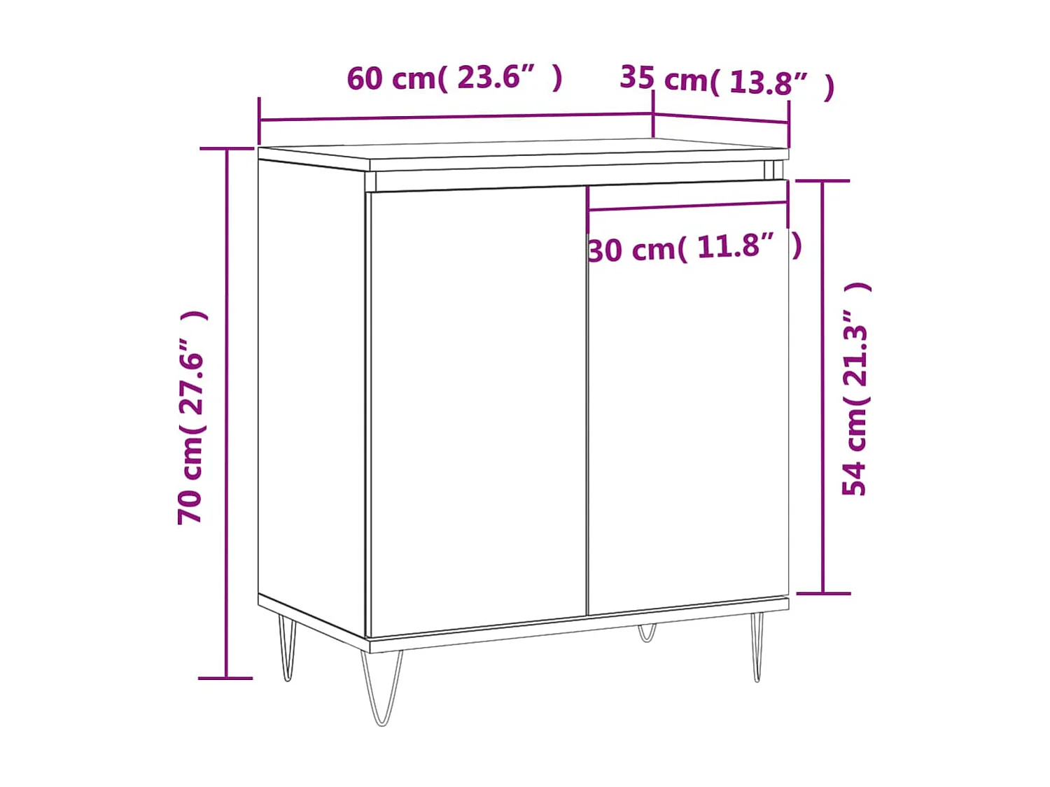 Credenza Rovere Fumo 60x35x70 cm in Legno Multistrato