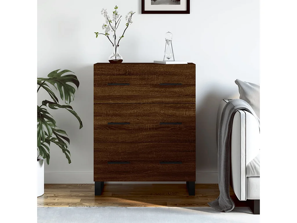 Buffet chêne marron 69,5x34x90 cm bois d'ingénierie