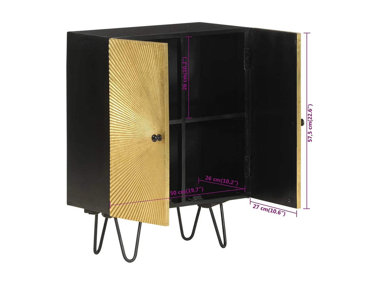 Sideboard 55x30x75 cm Massivholz Mango