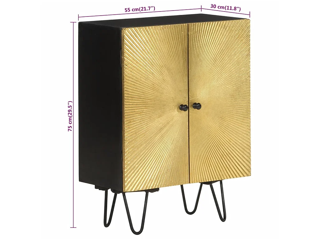 Credenza 55x30x75 cm in Legno Massello di Mango