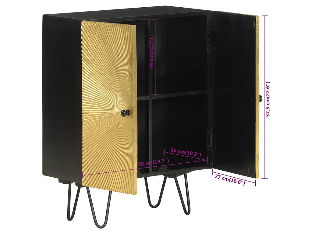 Credenza 55x30x75 cm in Legno Massello di Mango