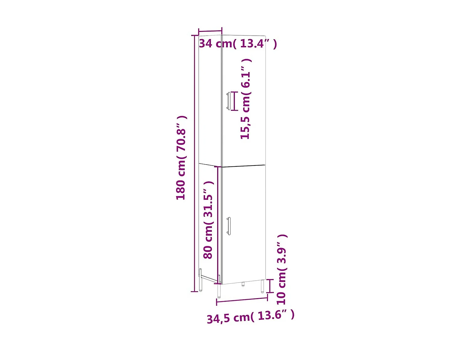 Highboard Betongrau 34,5x34x180 cm Holzwerkstoff