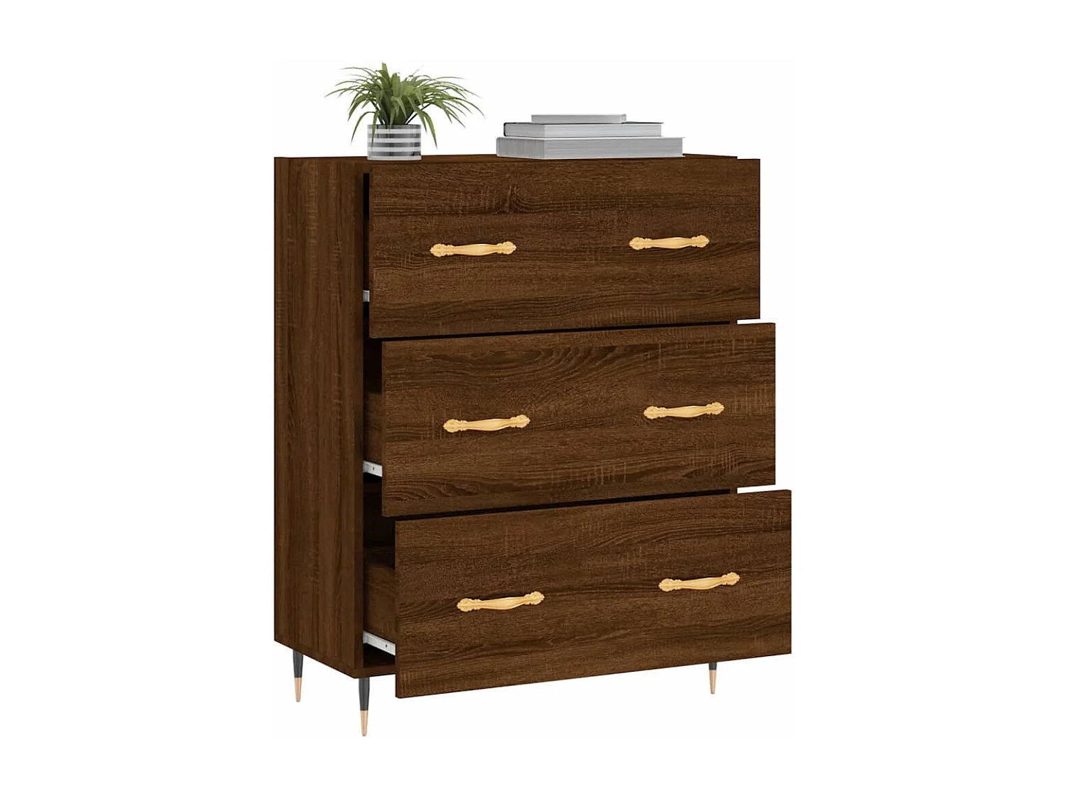 Buffet chêne marron 69,5x34x90 cm bois d'ingénierie
