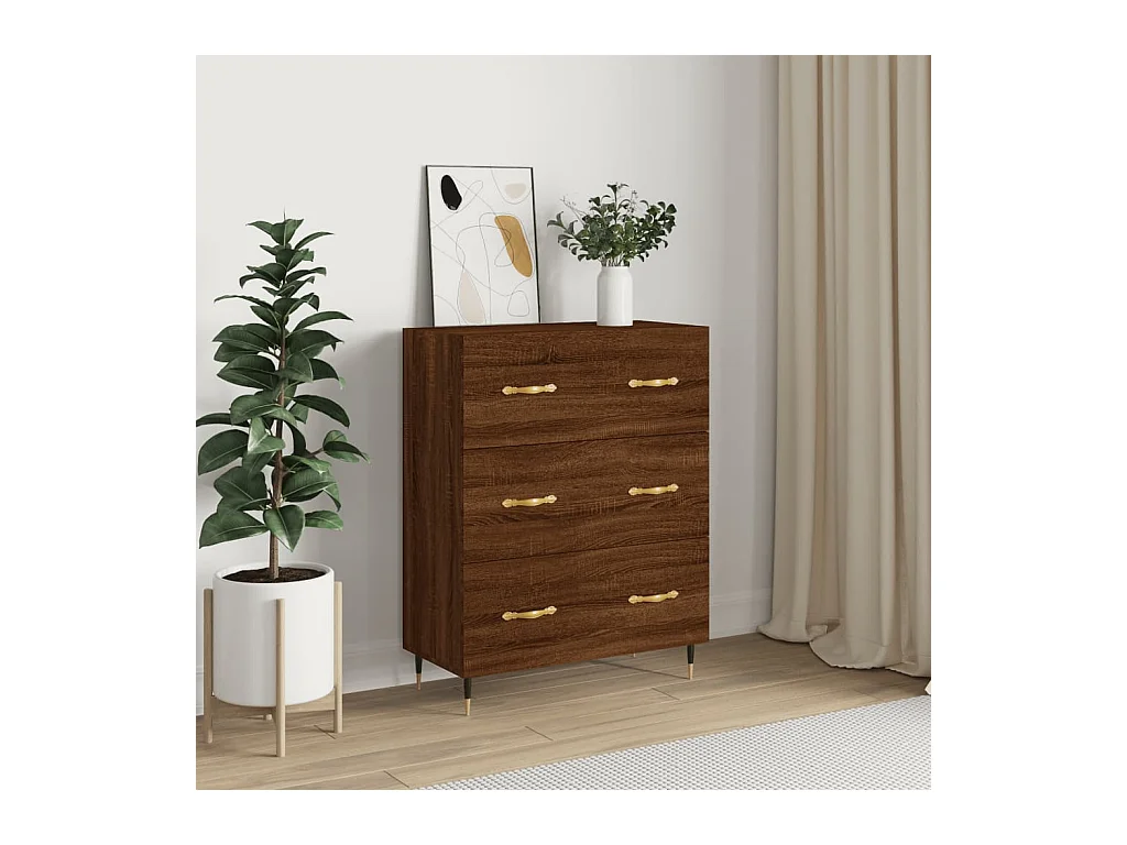 Buffet chêne marron 69,5x34x90 cm bois d'ingénierie