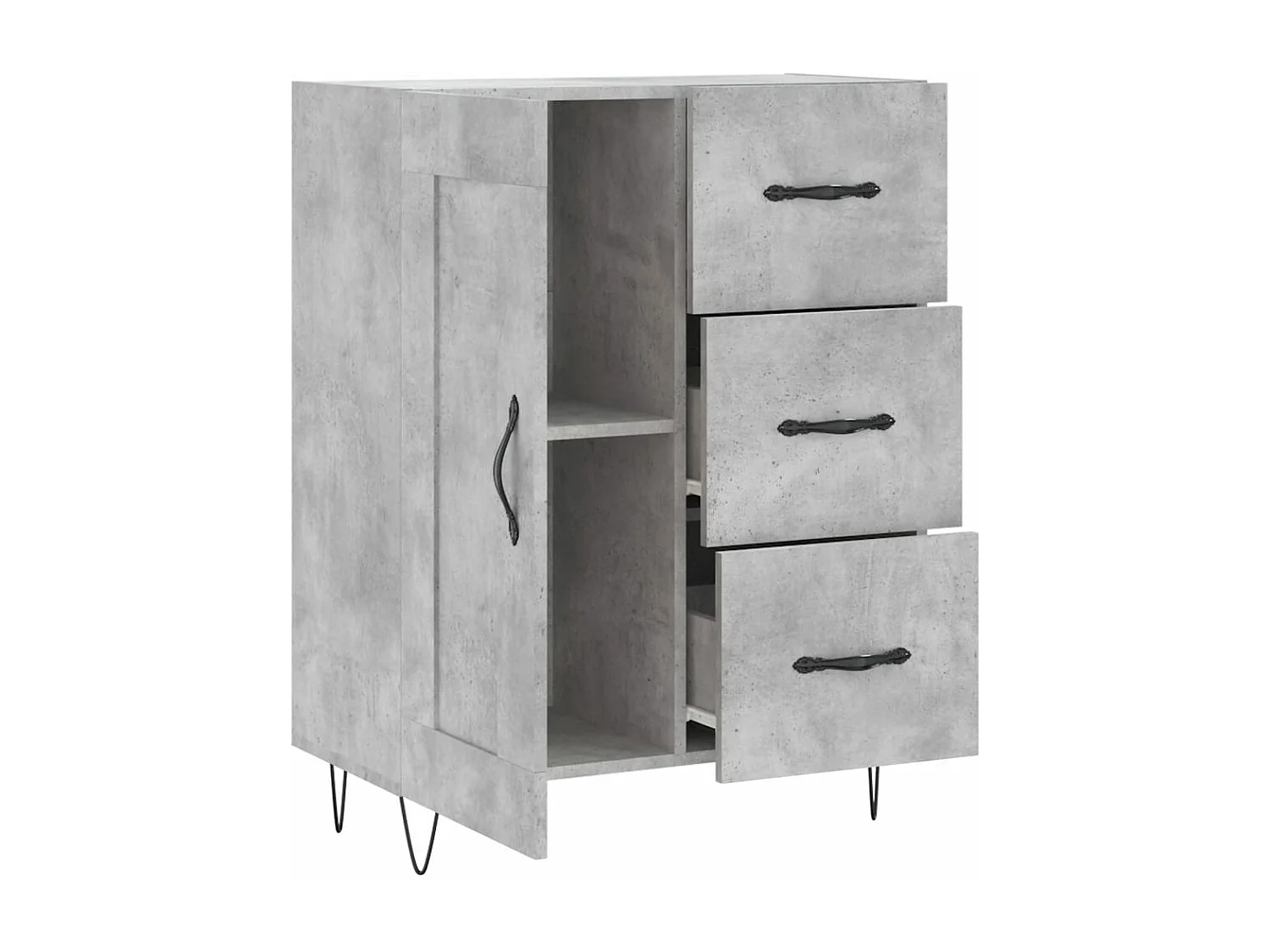Buffet gris béton 69,5x34x90 cm bois d'ingénierie
