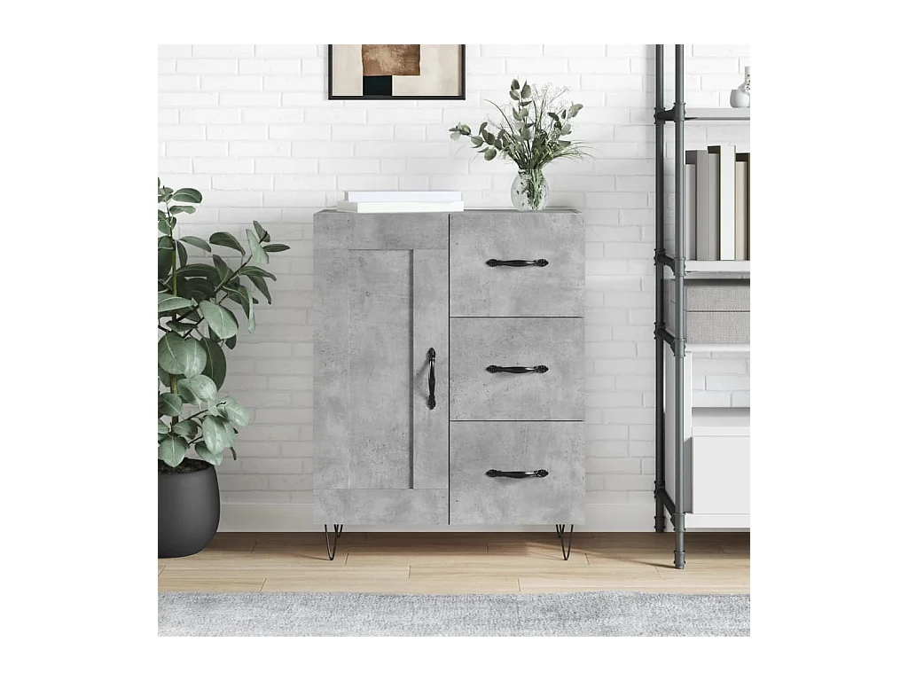 Buffet gris béton 69,5x34x90 cm bois d'ingénierie
