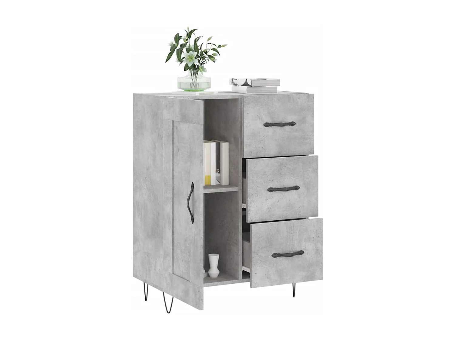 Buffet gris béton 69,5x34x90 cm bois d'ingénierie