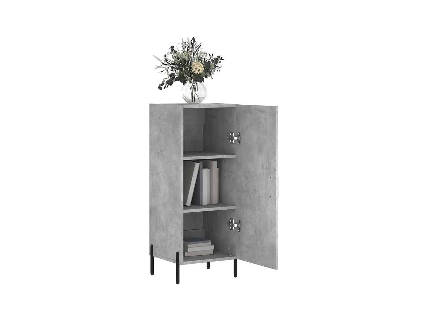 Aparador de madera contrachapada gris hormigón 34,5x34x90 cm