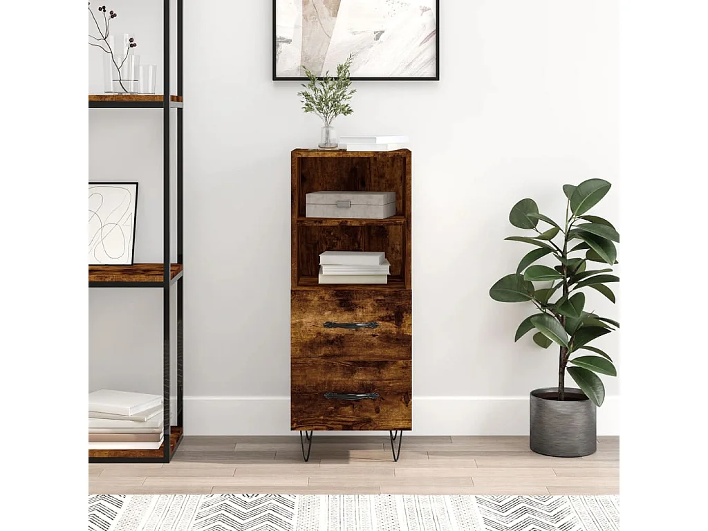 Dressoir 34,5x34x90 cm bewerkt hout gerookt eiken