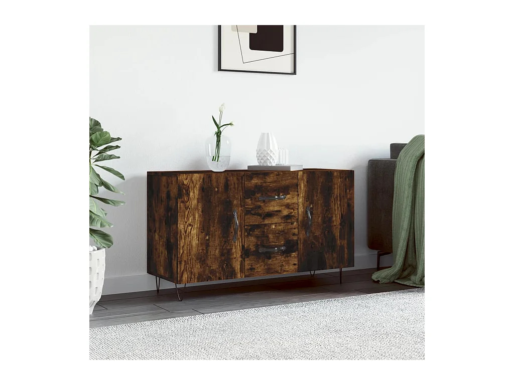 Buffet chêne fumé 100x36x60 cm bois d'ingénierie