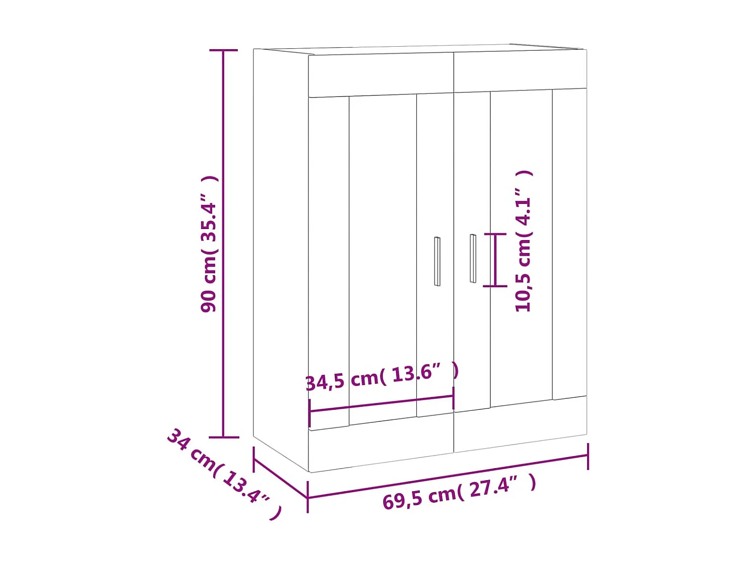 Armoire murale chêne marron 69,5x34x90 cm