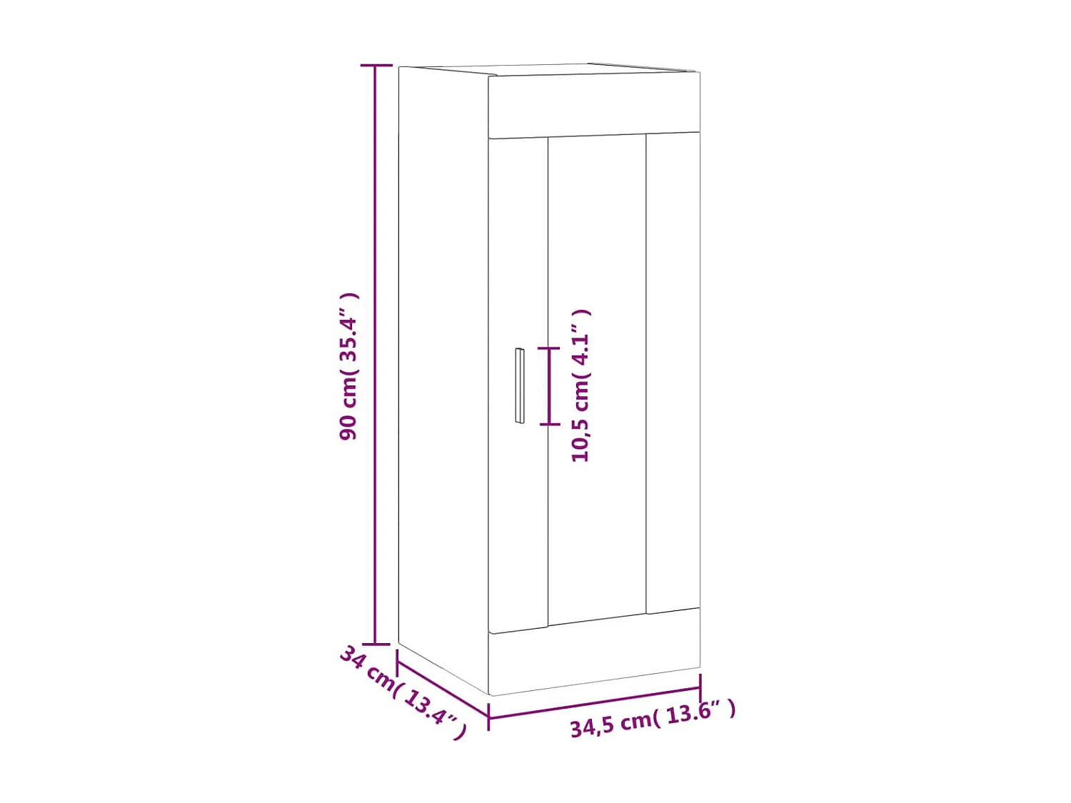 Armoire murale blanc 34,5x34x90 cm