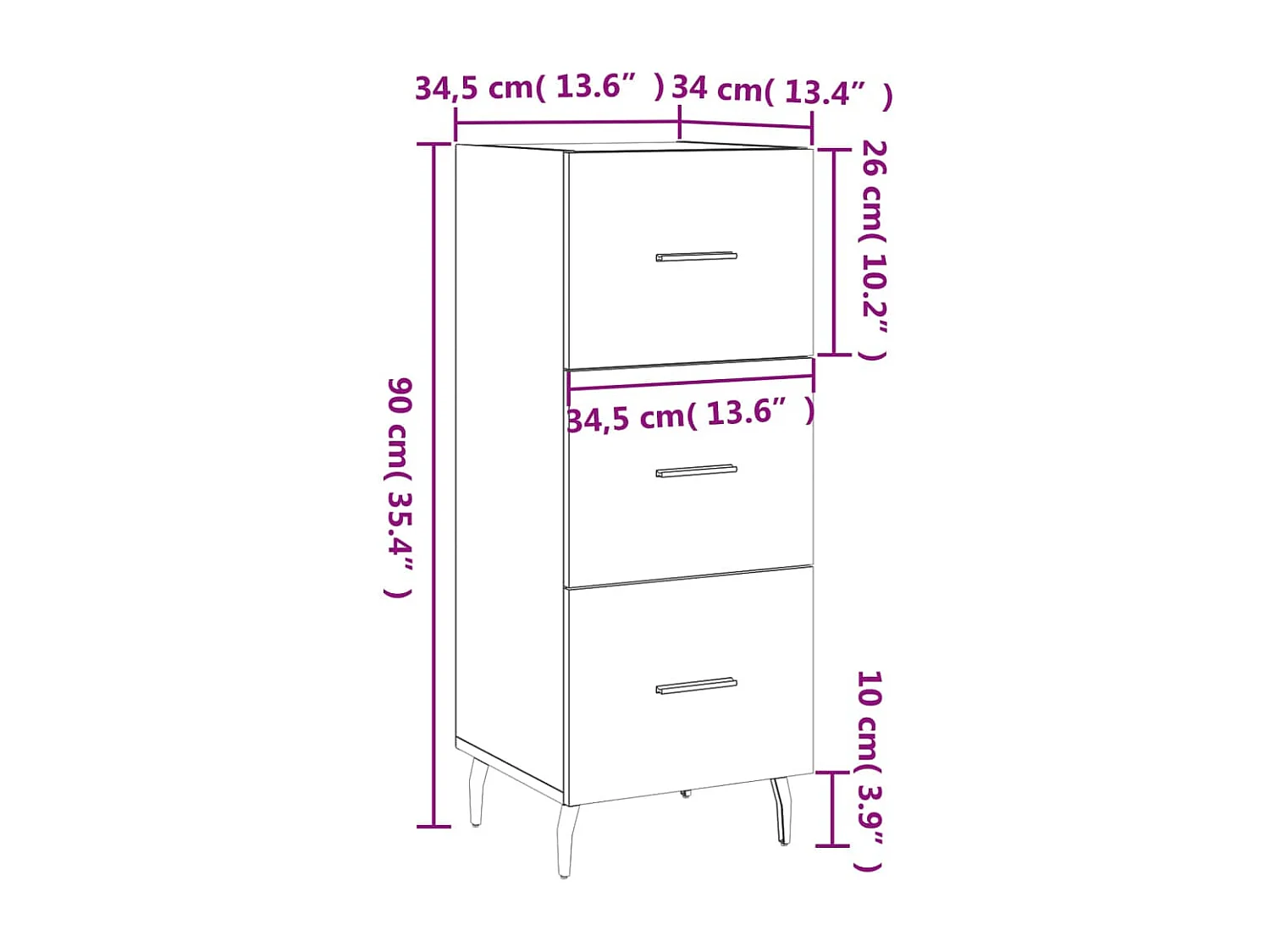 Buffet blanc 34,5x34x90 cm bois d'ingénierie