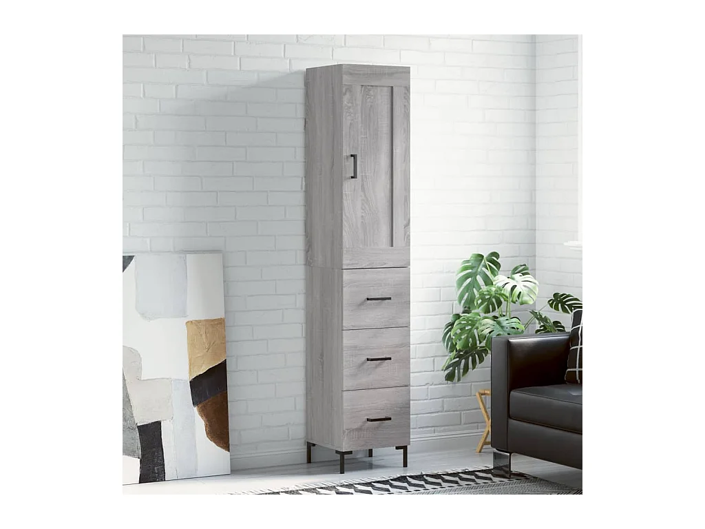 Credenza Grigio Sonoma 34,5x34x180 cm in Legno Multistrato