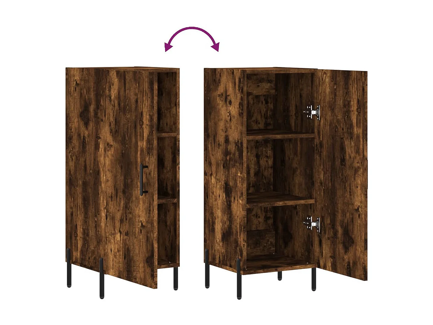 Aparador madera de ingeniería roble ahumado 34,5x34x90 cm