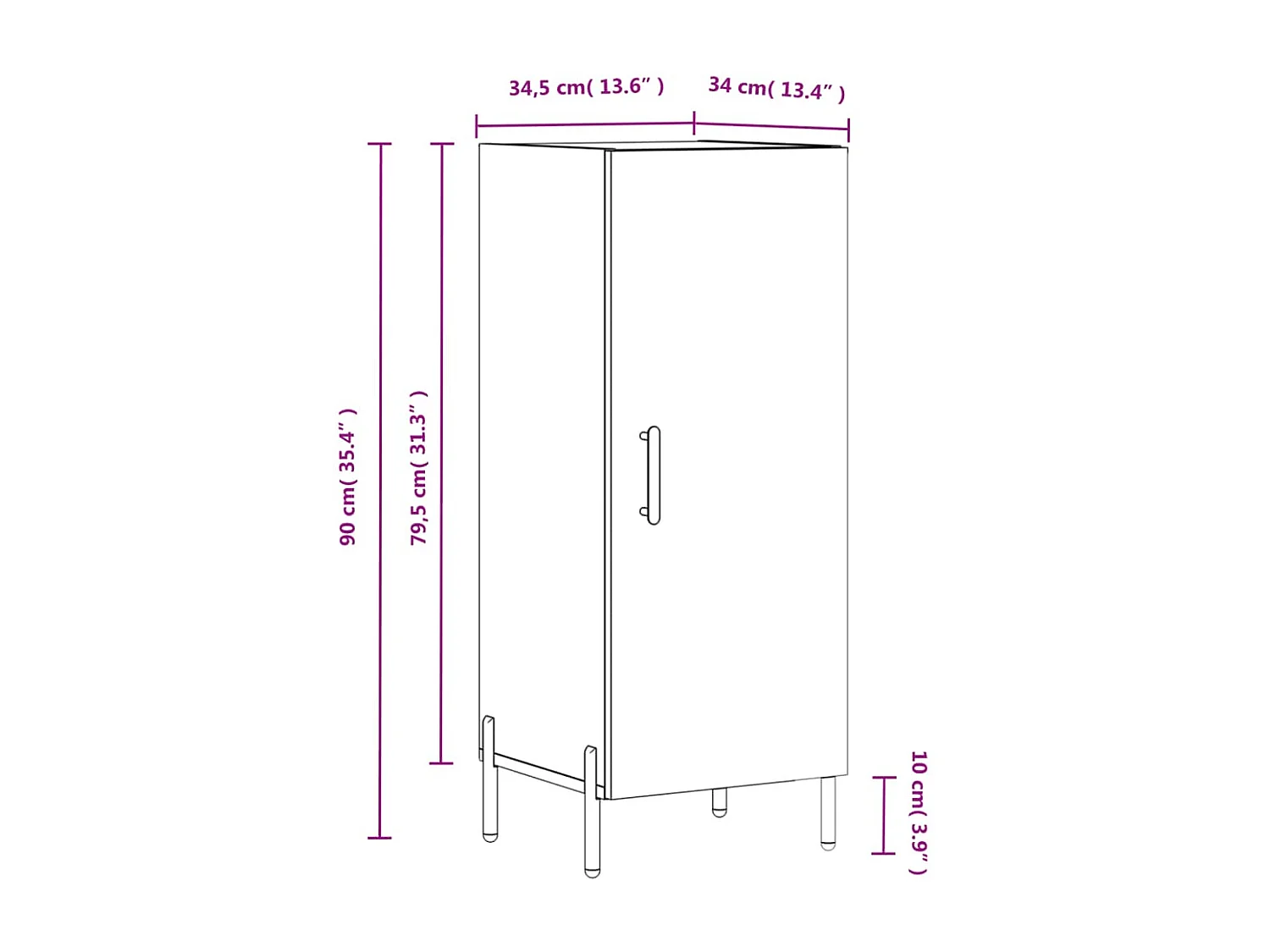 Buffet Chêne fumé 34,5x34x90 cm Bois d'ingénierie