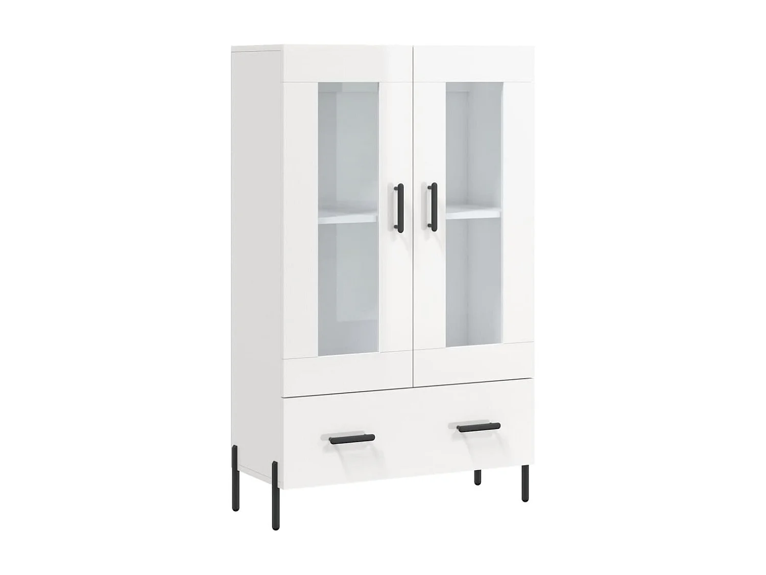 Buffet haut blanc brillant 69,5x31x115 cm bois d'ingénierie
