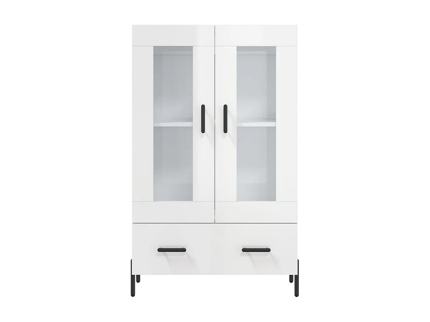 Buffet haut blanc brillant 69,5x31x115 cm bois d'ingénierie