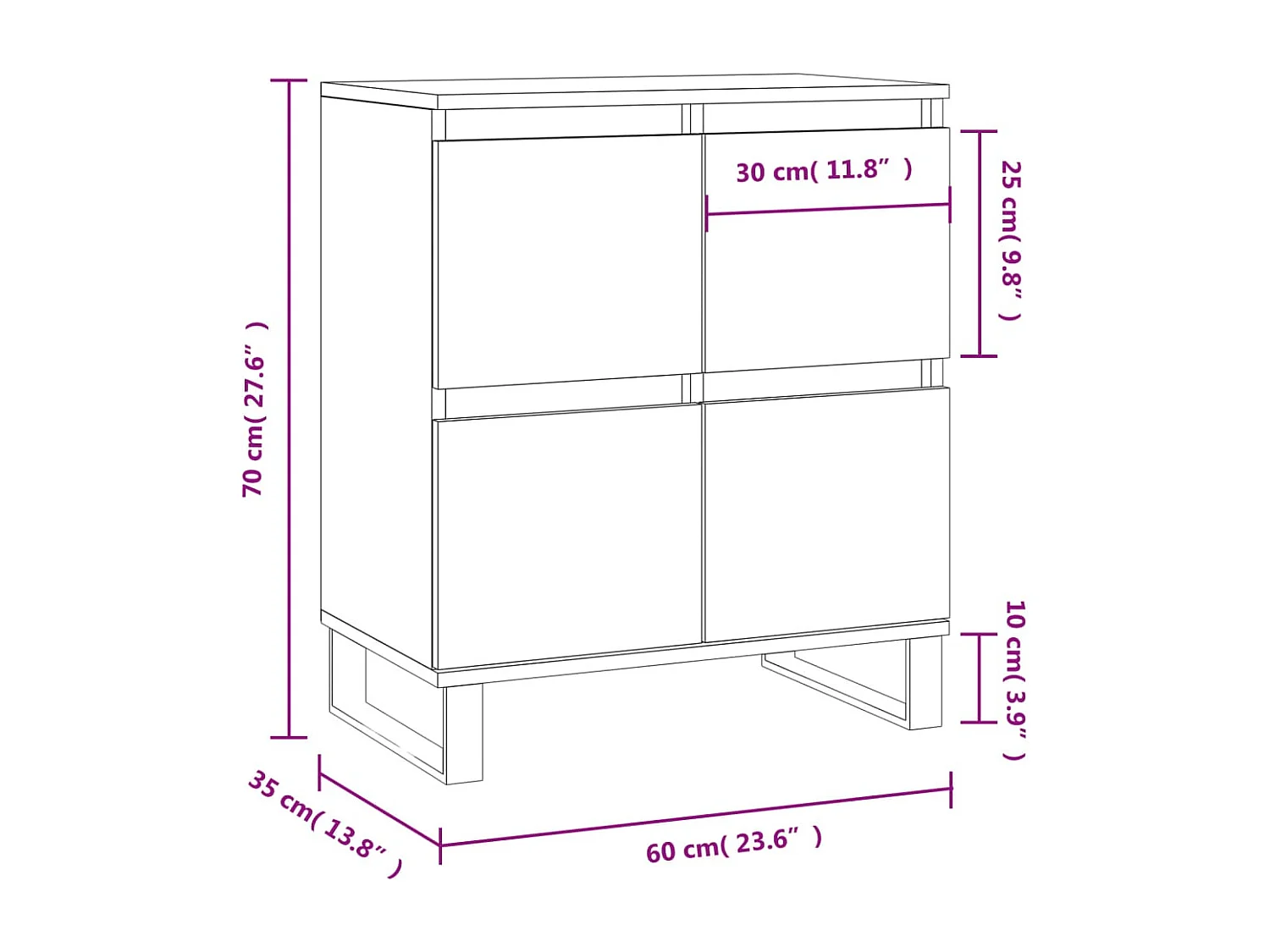 Sideboard Braun Eichen-Optik 60x35x70 cm Holzwerkstoff